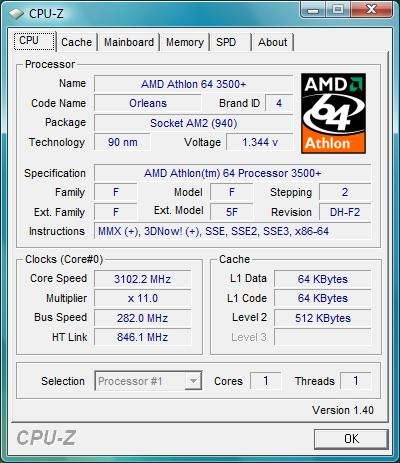 Разгон процессора AMD Athlon 64 Processor 3500